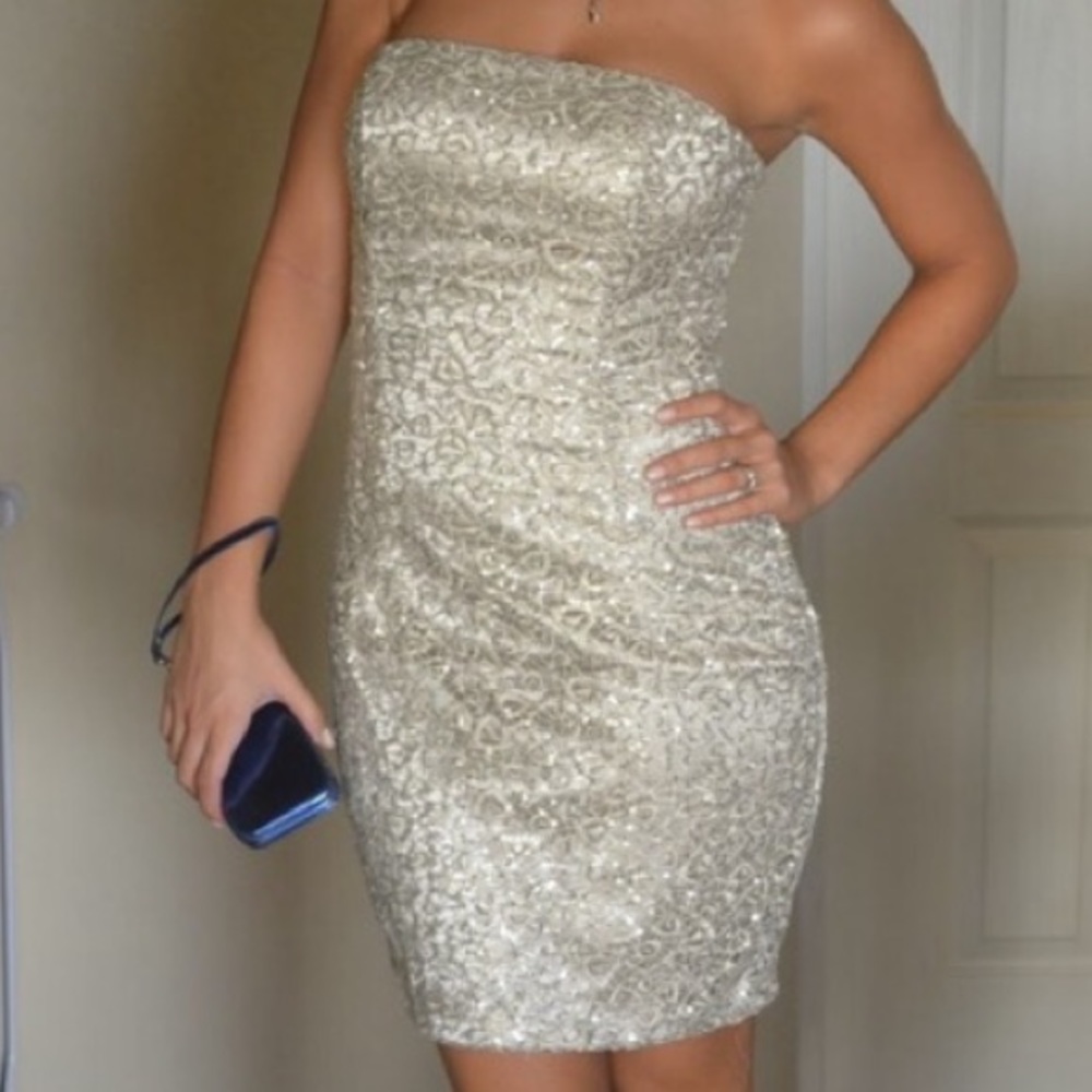 Jessica McClintock gold dress
